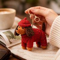 Porte-clés chien en peluche douce et écologique Zaves, prix d'usine, personnalisé, rouge, style ornement suspendu, nouvelle arrivée, chiot en peluche