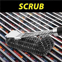Brosse de nettoyage pour barbecue <span class=keywords><strong>SEB</strong></span> 18'', grattoir, brosse en fil métallique tressé 3 en 1 pour barbecue, nettoyeur de grille en acier inoxydable - Product Image 2