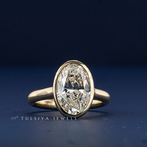 Bague solitaire en or massif 14 carats avec diamant de laboratoire pour femme, élégante bague de fiançailles, pierre unique, bijoux fins, cadeau de mariage - Product Image 2