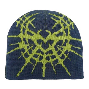 Gorro de punto retro estilo streetwear sin dobladillo con patrón de llamas jacquard, gorro de invierno de acrílico estilo <span class=keywords><strong>anime</strong></span> para hombre, venta al por mayor, personalizado - Product Image 4
