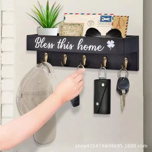Cross-border wooden wall-mounted storage <b>rack</b>, wall-mounted entryway key <b>rack</b>, <b>glasses</b> <b>rack</b>, wooden envelope wall-mounted - Product Image 5