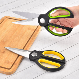 Stainless Steel Kitchen Scissors Multi Functional For <b>Chicken</b> Bone And Vegetables With Green And Yellow Handles 2024 Model - Product Image 1