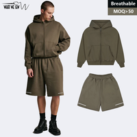 Ensemble de survêtement pour homme, deux pièces, personnalisé, avec short et sweat à capuche zippé oversize, de haute qualité, coupe ample, pour le sport et les loisirs, collection printemps