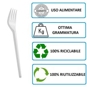 Forchette in plastica bianche riutilizzabili lunghe 16,5 cm per uso quotidiano - Product Image 3