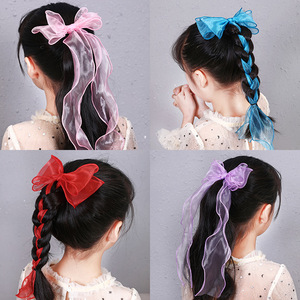 Braided Hair <b>Clips</b> For Girls <b>Bow</b> Hair Ornaments Korean Style Ponytail Ribbons Childrens Hair Accessories Daily Use - Product Image 2