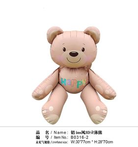 Baby Shower decoración de fiesta de San Valentín 3D cromo mate oso amor globo Pastel Retro oso amor globo de aluminio - Product Image 6