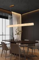 Lustre en albâtre finition blanche, luminaire suspendu de style espagnol, 100 cm, LED 3500K, abat-jour blanc chaud pour salle à manger