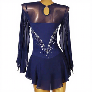 Vestido de Patinaje Artístico sobre Hielo LIUHUO para Niñas, Traje de Danza Latina de Manga Larga para Competencia, Vestido de Malla con Pedrería - Product Image 2