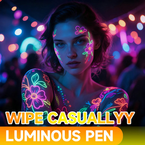 <span class=keywords><strong>Stylo</strong></span> Fluorescent UV Liquide Direct Effet Lumineux pour Fête d'Halloween, <span class=keywords><strong>8</strong></span> <span class=keywords><strong>Couleurs</strong></span>, Effaçable et Facile à Nettoyer, <span class=keywords><strong>Stylo</strong></span> Lumineux pour le Corps - Product Image 3