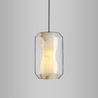 Lampe en marbre au design moderne, petit luminaire suspendu en verre d'albâtre espagnol et cuivre pour hall d'hôtel, salon, villa, couloir, chambre
