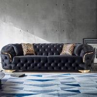 Canapé Chesterfield en tissu velours mat à boucles, design moderne, luxe léger, pour salon, mobilier de maison, confortable et luxueux