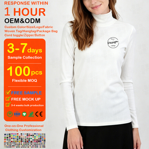 Custom Flat Embroidery Polyester Spandex <b>Velvet</b> Long Sleeve Top Regular Fit Mock Neck Anti‑Wrinkle Long Sleeve <b>Shirt</b> Women - Product Image 1