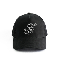 Gorras de béisbol de moda de Venta caliente gorra de camionero de malla bordada personalizada gorra de malla negra gorra de camionero de 5 paneles