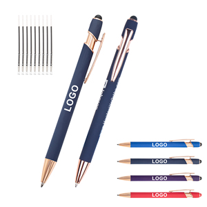 Luxury Branded Writing Personalized Soft Touch Promotion Custom Ball Point Metal <b>Pen</b> with Stylus Logo Printed - Product Image 3