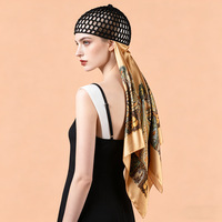 Foulard carré en maille pour cheveux pour femme - Bandeau de maintien pour la tête en polyester pour le soin nocturne et le coiffage, bonnet de nuit