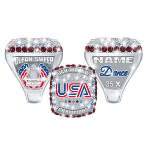Bague de champion personnalisée en cristal et strass 2024, football, basketball, baseball, volleyball, alliage de haute qualité plaqué platine - Product Image 1