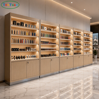 Meuble de rangement moderne en bois éclairé par LED pour cigarettes, vitrine en verre trempé pour magasin de tabac et comptoir de présentation pour centre commercial et boutique