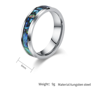 Bague de couple en acier inoxydable de haute qualité avec incrustation de coquille d'ormeau, bague de mariage empilable tendance pour hommes et femmes, à porter au quotidien