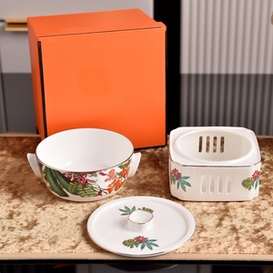 Luxury-Style Ceramic Tableware-Creative American Style Polished <b>Soup</b> & Stock <b>Pots</b>-Dishwasher Safe for Hotel and Home Use - Product Image 2