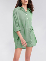 Ensembles 2 pièces rayés tendance pour femmes : chemise boutonnée à manches longues et short taille haute – Tenues décontractées chics pour l'été – Vente en gros
