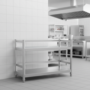 מדף אחסון נירוסטה כסוף, עומד על הרצפה, רב-שכבתי, לאחסון במטבח, סוג סיר, עם גדר, לארון מיקרוגל - Product Image 4