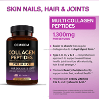 Collagène hydrolysé multi-peptides OEM types I, II, III, V et X - Complément vitaminique C et E - Soutien pour la peau, les cheveux, les ongles et les articulations