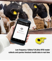 Etiquetas para Orejas de Animales, PDA Resistente a Prueba de Explosiones IP67 de 5.5 Pulgadas, Lector RFID de 134.2Khz y 125Khz, Escáner de Códigos de Barras NFC Android 13.0