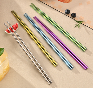 Baguettes colorées en titane pur, antidérapantes, résistantes aux hautes températures, baguettes à <span class=keywords><strong>sushi</strong></span>, baguettes antibactériennes Ice Flower - Product Image 3