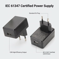 Cargador USB con Enchufe Europeo, Estándar IEC61347, Máx. 12W 5V2A, Certificado CE, Adaptador de Corriente para Iluminación LED, Venta al Por Mayor