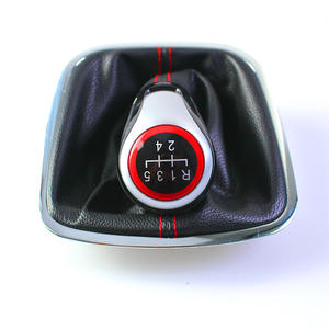 Couvercle de pommeau de levier de vitesse manuel en cuir, points rouges, cadre argenté, pour Volkswagen Polo 5, accessoires de changement de vitesse à 6 vitesses - Product Image 5