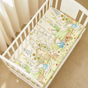 Drap-housse en jersey STANDARD 100 imprimé pour bébé, 100 % coton naturel, drap de lit personnalisé bio pour berceau - Product Image 1