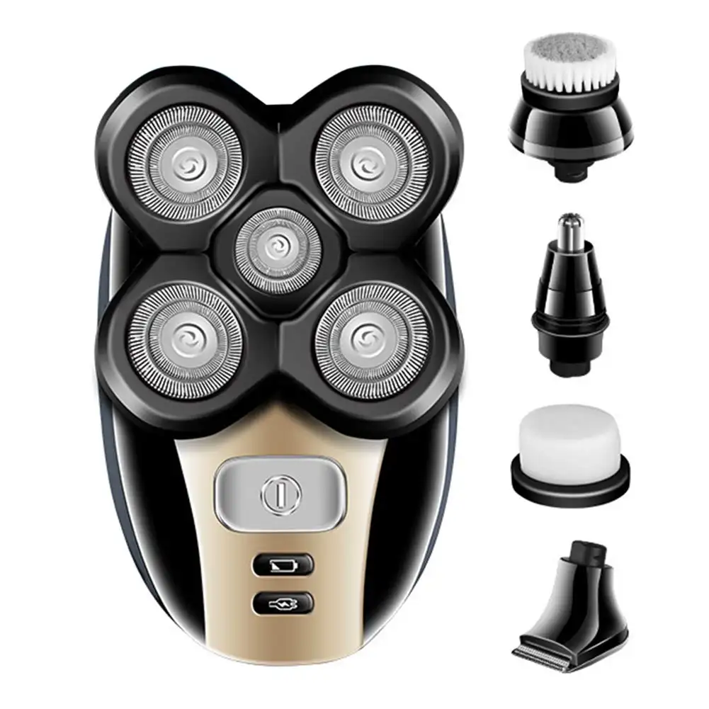 Herren 5-in-1 Elektro rasierer 4D Floating 5 Razor Head Schnur loser und wiederauf ladbarer Wet Dry Nose Hair Barts ch neider