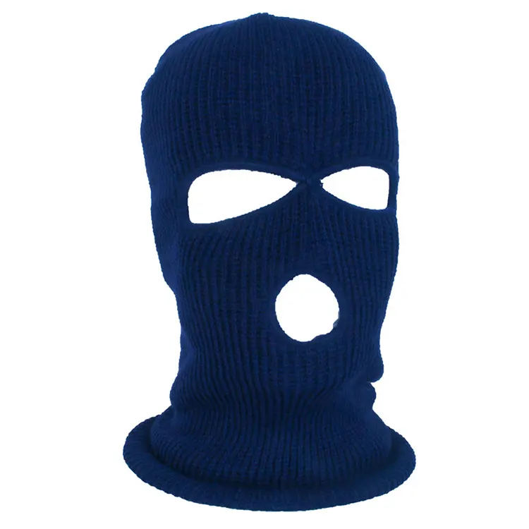 Full Face Cover Mask Three 3 Hole Balaclava Knit Hat Winter Stretch Snow Mask Beanie Hat Cap New Black Warm Face Masks