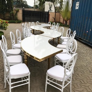 طاولة طعام مستديرة فاخرة من الفولاذ المقاوم للصدأ الذهبي للمناسبات والأعراس مع أرجل ذهبية من الفولاذ المقاوم للصدأ - Product Image 5