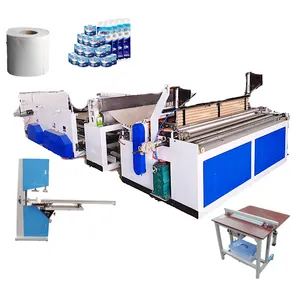 Máquina de fabricación de rollos de papel higiénico, totalmente o semiautomática, en relieve