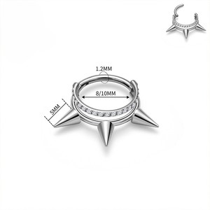 Anillo de Titanio G23 para Oreja y Nariz, Piercing de Cono Puntiagudo con Zirconia Cúbica, Aro con Bisagra, Segmento Clicker, Joyería para Piercing Corporal de Cartílago - Product Image 2