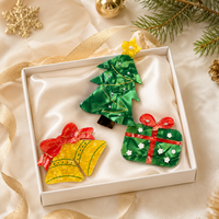 Nouvel ensemble de pinces à cheveux en acétate personnalisées avec logo pour Noël, cadeau festif de vacances, accessoires pour cheveux pour femmes