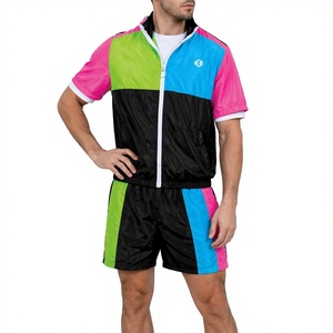 Custom Printed Zipper-Up Oversized Color Block Nylon windbreaker For <b>summer</b> Sweatsuit Jogger Short Anti-Wrinkle <b>Jacket</b> for <b>men</b> - Product Image 3