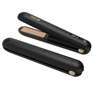 Ulelay Cordless Hair Straightener and Curler 2 in 1 Rechargeable Travel Flat Iron Mini Portable Straightener w/ 3200mAh Battery