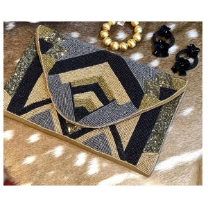 Women's Jute Eco-friendly Geometric Pattern Messenger Handmade Custom Luxury Bohemian Envelope Evening Clutch <b>Bag</b> India Ladies - Product Image 5