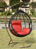 Fauteuil Suspendu Panier Balançoire à Oeuf en Rotin Osier Moderne Personnalisé pour Jardin Extérieur Balcon, avec Support Métallique, Vente en Gros