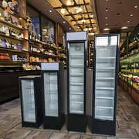 Réfrigérateur de présentation vertical haut de gamme Byron avec porte vitrée, acceptant logo personnalisé, pour magasin de proximité