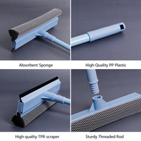 Nettoyeur de vitres télescopique écologique avec tête en éponge TPR, manche en fer EVA, couleur personnalisée pour le nettoyage professionnel des surfaces