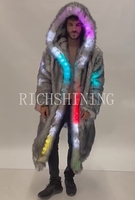 RICHSHINING-Manteau sexy en fausse fourrure LED pour hommes, manteau sexy lumineux à LED, veste à capuche chaude et brillante pour la salle de bal et la fête d'Halloween