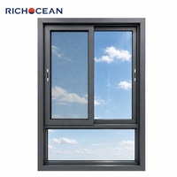 Ventanas Corredizas de Aluminio Resistentes a Impactos RICHOCEAN, Insonorizadas, con Vidrio Low-E y Rejillas de Seguridad Antirrobo con Diamantes