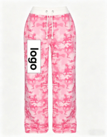 Ensemble sportif décontracté rose délavé avec logo personnalisable, style hip-hop, à capuche zippé, pantalon long ample taille haute, 100% coton