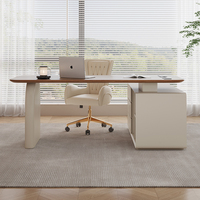 Bureau modulaire moderne, style crème, bureau à domicile, écriture, éclairage sur ordinateur, bureau en bois de luxe avec rangement