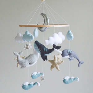 Carillon à vent en gros, jouet suspendu pour berceau de bébé boho lit de bébé Mobile <span class=keywords><strong>pépinière</strong></span> tricotée personnages sous-marin baleine <span class=keywords><strong>dauphin</strong></span> - Product Image 4