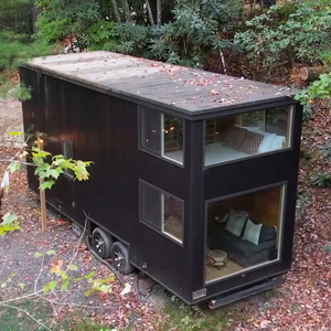 Vente en gros Maison conteneur de 40 pieds Petites maisons préfabriquées en acier Tube de grand-mère français Maison mobile préfabriquée extérieure avec remorque - Product Image 1