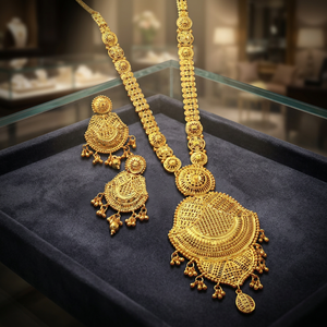Wholesale 14K 18K 24K Micron Gold Forming <b>Long</b> <b>Necklaces</b>, Traditional Design Jewelry Set, Fashion Brass Gold Filled Jewelry Set. - Product Image 4